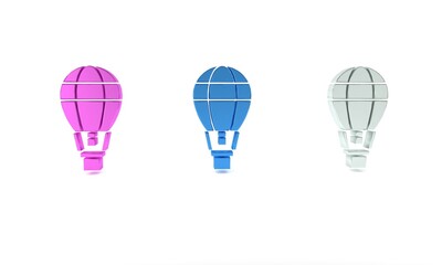 Colorful Hot air balloon icon isolated on white background. Air transport for travel. Minimalism concept. 3D render illustration