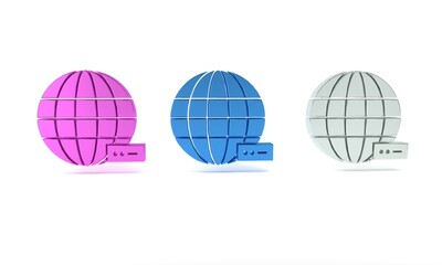 Colorful Global technology or social network icon isolated on white background. Minimalism concept. 3D render illustration