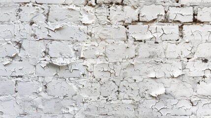 White Brick Wall with Peeling Paint.