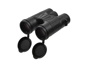 Modern binoculars. An optical instrument for observation at long distances. Isolate on a white back.