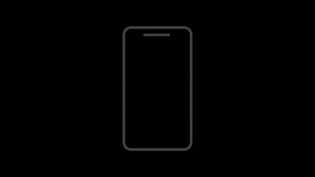 Animation of the phone rotating 90 degrees horizontally. Animation for web social networks.