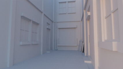 Obraz premium Loading unloading alley street scene premium photo 3d render