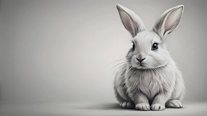 Obraz premium White Rabbit with a Black and White Ink Illustration Style Generative AI Algorithmically generated