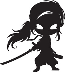 Cute girl Ninja isolated on white background.