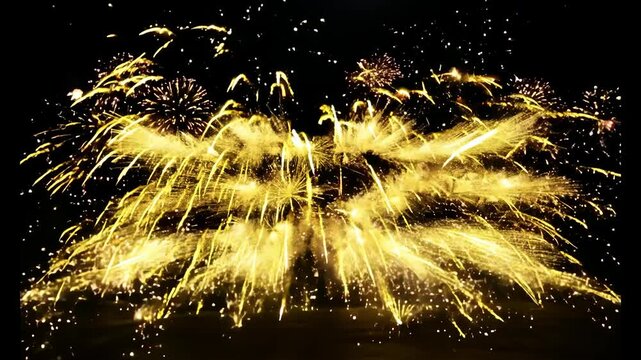 Happy New Year 2025. Fireworks and the year 2025 on a dark background.
