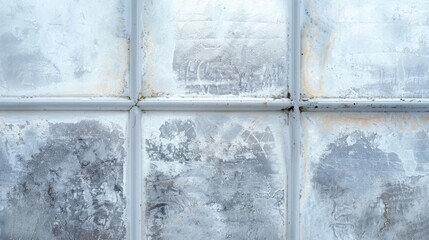 Frosty Window Pane with Condensation and Streaks of Light - Cold and Atmospheric Background