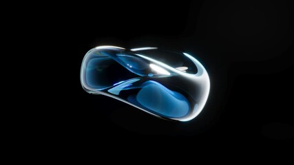 3D abstract holographic object on black bg rotate endless 4k - Powered by Adobe
