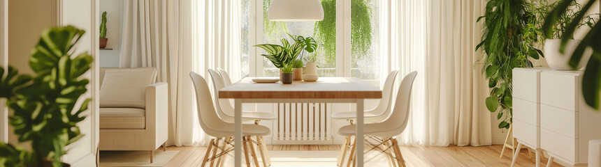 Minimalist Dining Room with a Touch of Greenery