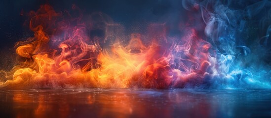 Abstract Flame and Smoke with Reflective Surface