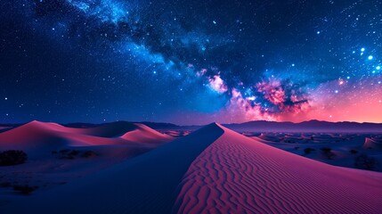 Stunning Night Sky Over Desert Sand Dunes