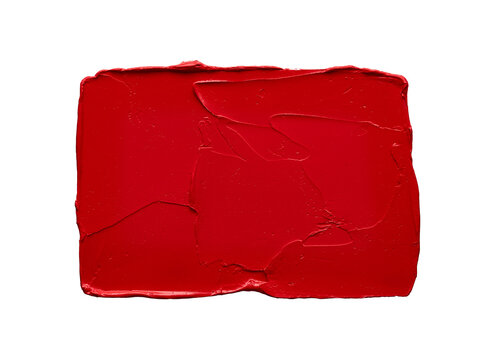 A smear of red lipstick or acrylic paint. Energetic and saturated color, stylish and dynamic image. The image is suitable for use in cosmetic companies, fashion magazines, art projects.