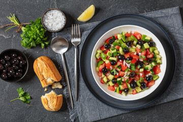 Turkish Shepherd Salad, Coban Salatasi in a bowl