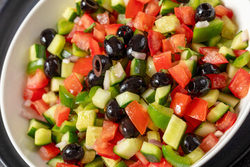 Turkish Shepherd Salad, Coban Salatasi in a bowl