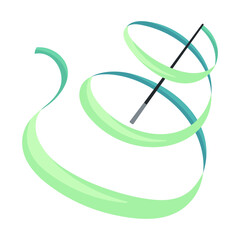 Rhythmic gymnastics ribbon on a stick. Apparatus for floor performance. Sports equipment