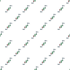 Buy Sell Candlestick Chart vector Trading colored seamless pattern
