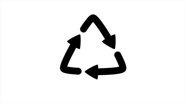 Recycling symbol rotating animation isolated on white background, Recycle sign isolated on white, transparent, Loop and Chroma key