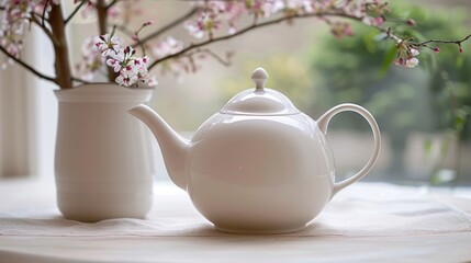 Classic White Ceramic Teapot with Elegant Design for Tea Lovers