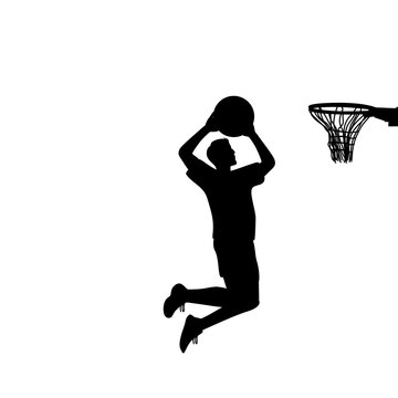 black silhouette basketball player shooting clip art preview