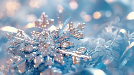 A snowflake is on a blue background