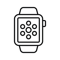 A wristwatch with digital features, smartwatch icon, wearable technology for health tracking, notifications and app