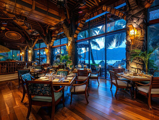 Fototapeta premium beautifully presented seafood dish from the restaurant