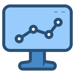 statistical line graph chart on monitor icon