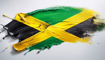Paint stain in the colours of the Jamaican flag