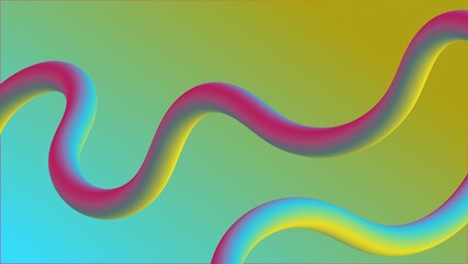 The design features a wavy line abstract background with a triadic color combination of blue, yellow, and pink. It is a vector illustration.
