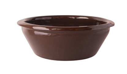 Brown ceramic, clay bowl,