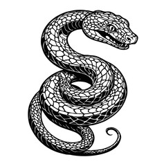 Obraz premium Snake . Black and white illustration. Pattern for tattoos, for use in graphics. Generated by Ai