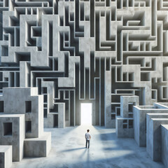man in a concrete maze