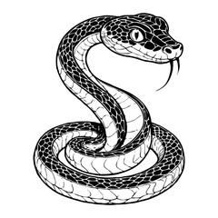 Snake . Black and white illustration. Pattern for tattoos, for use in graphics. Generated by Ai