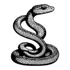 Snake . Black and white illustration. Pattern for tattoos, for use in graphics. Generated by Ai