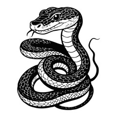 Obraz premium Snake . Black and white illustration. Pattern for tattoos, for use in graphics. Generated by Ai