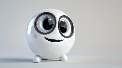 Smiling White Character With Big Eyes.