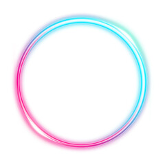 neon blue and white round frame