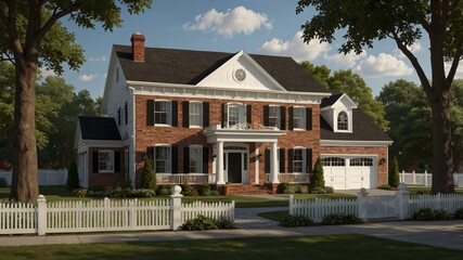 Naklejka premium Colonial Style House