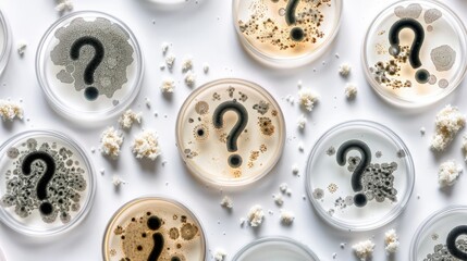 Obraz premium A World of Unanswered Questions: Microbial Cultures in Petri Dishes