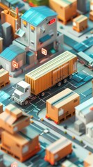 Aerial view of a bustling logistics hub with cargo containers and delivery trucks, highlighting modern supply chain operations and infrastructure.