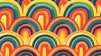 an simple colorful pattern of rainbows. Retro style. - Seamless tile. Endless and repeat print. 