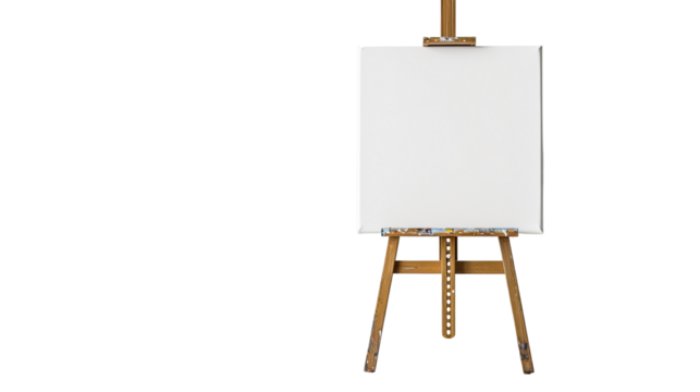 Easel with blank canvas transparent background