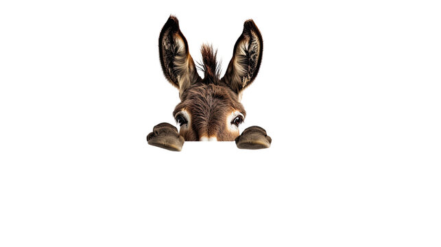 Donkey over banner transparent background