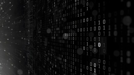 Binary code, background from ones and zeros, black background