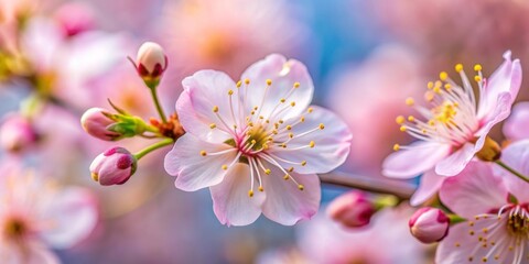 Obraz premium Delicate Pink Blossoms on a Sunny Day