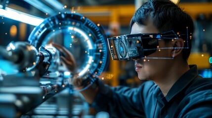 Obraz premium Augmented reality interface, guiding assembly process, digital