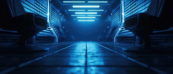 Fototapeta premium A futuristic negotiation room in an ultramodern, supernatural scene with copy space shows executives using virtual reality to negotiate lucrative deals seamlessly