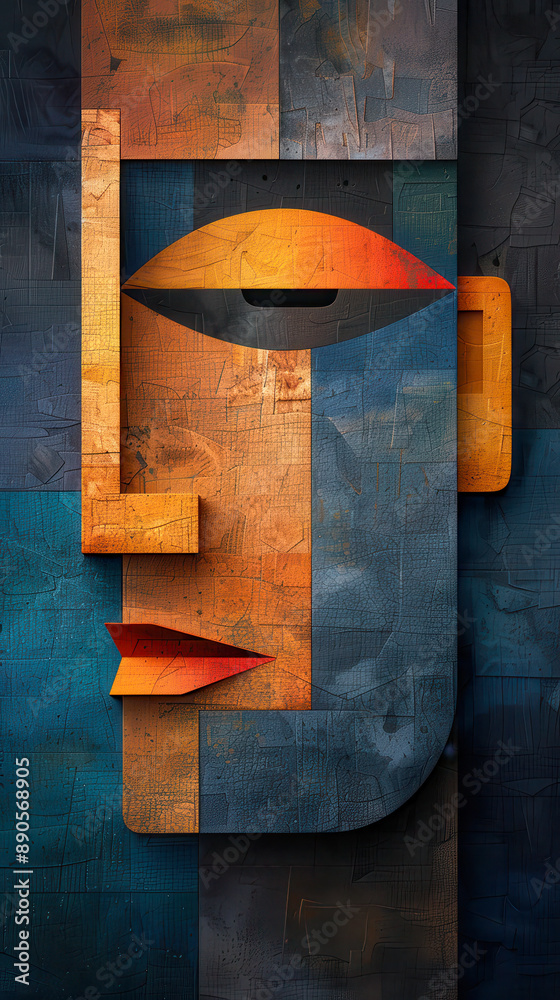 Wall mural abstract face art minimalist design