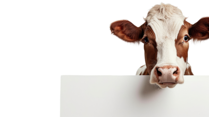 Cow above banner transparent background