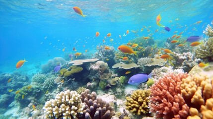 Vibrant Underwater Coral Reef with Fish