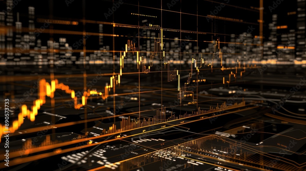 Aufkleber detailed gold chart analysis with fibonacci retracement levels displayed on a screen.